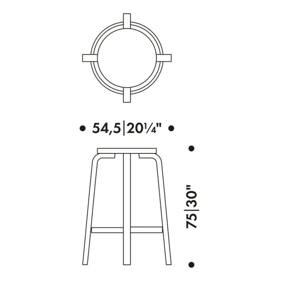 64 Barhocker Gestell klar lackiert 75cm