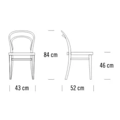 214 Bugholzstuhl mit Rohrgeflecht