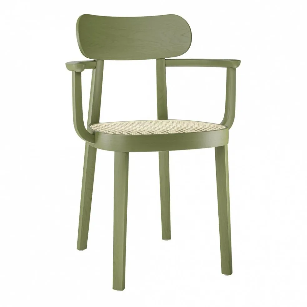 118 F Armlehnstuhl mit Rohrgeflecht