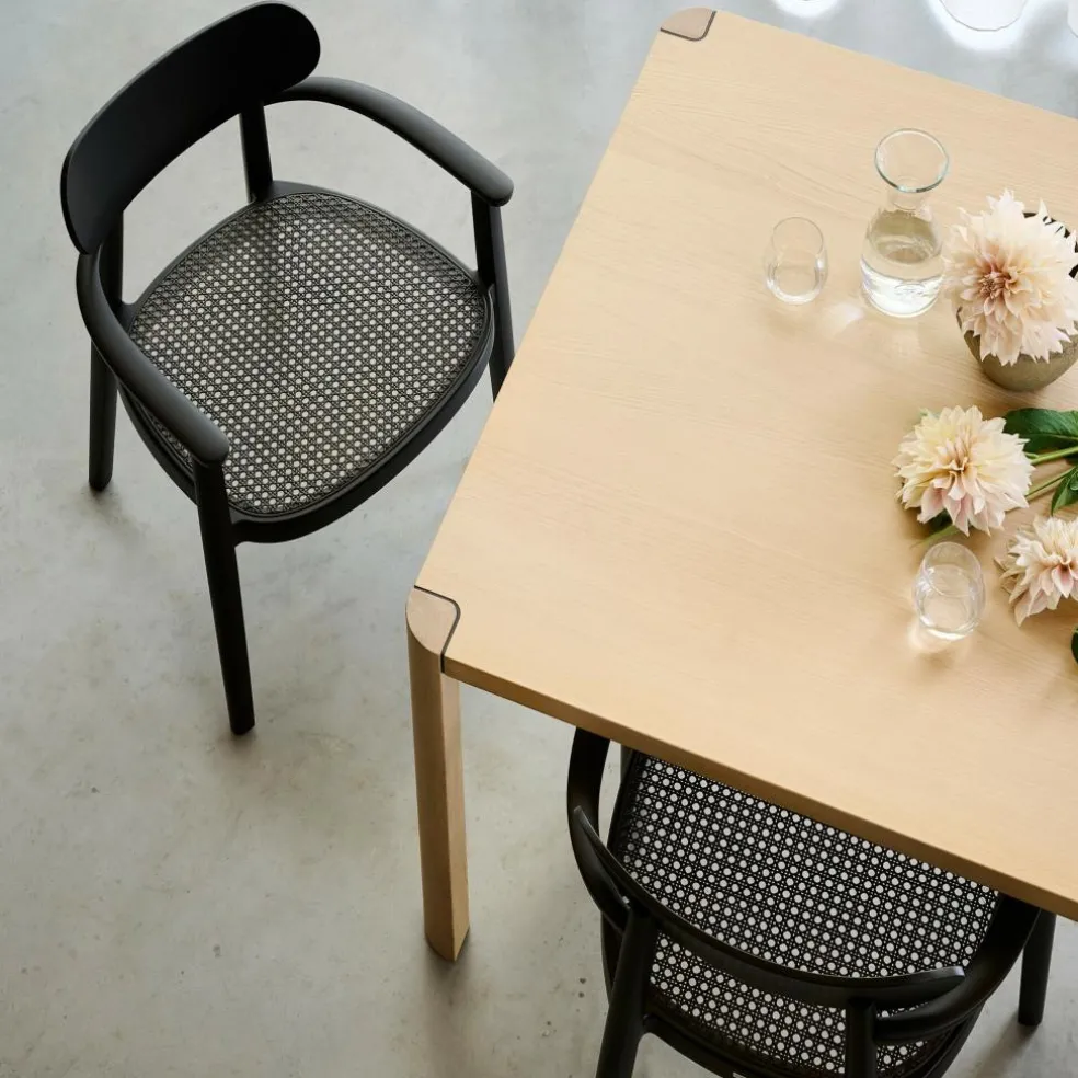 118 FV Armlehnstuhl mit Rohrgeflecht Dark Melange