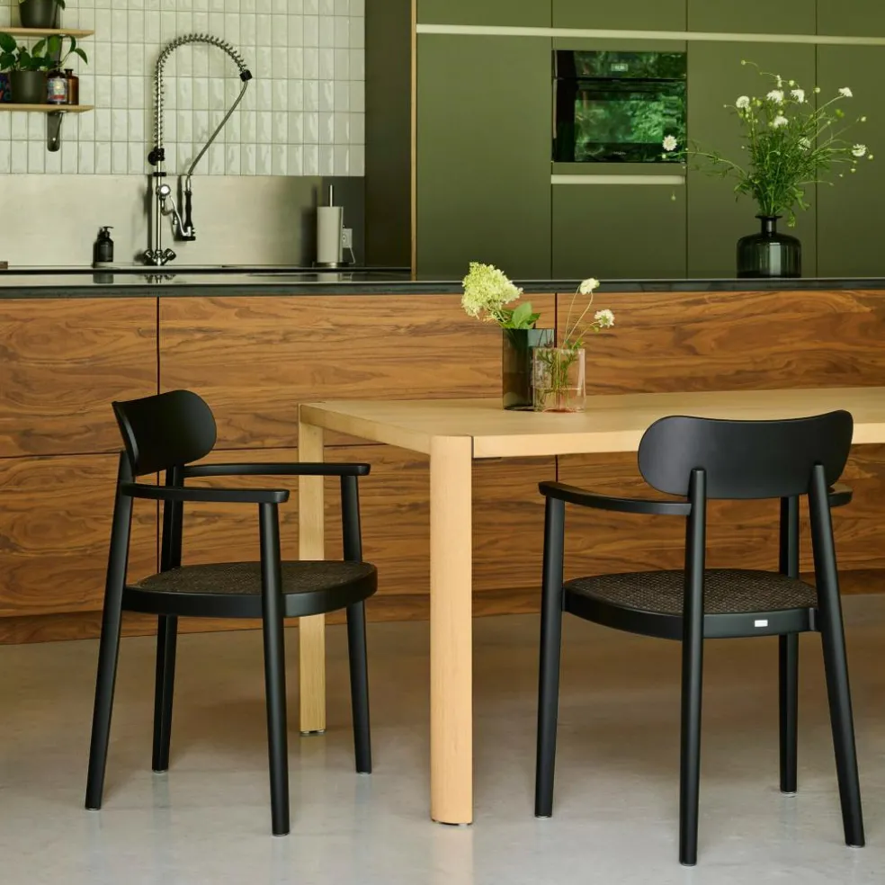 118 FV Armlehnstuhl mit Rohrgeflecht Dark Melange