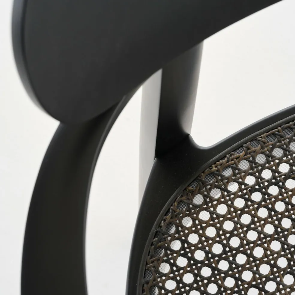 118 FV Armlehnstuhl mit Rohrgeflecht Dark Melange