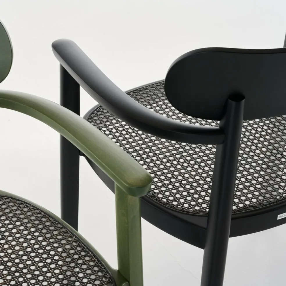 118 FV Armlehnstuhl mit Rohrgeflecht Dark Melange