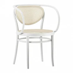 210 R Bugholz-Armlehnstuhl mit Rohrgeflecht