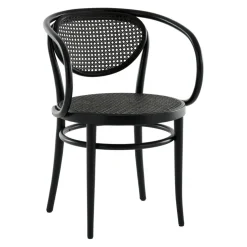 210 R Bugholz-Armlehnstuhl mit Rohrgeflecht Dark Melange