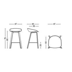 AAS 32 2.0 Barhocker niedrig Eiche schwarz lackiert