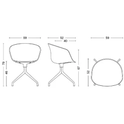 About a Chair AAC 21 Drehstuhl gepolstert Gestell poliert