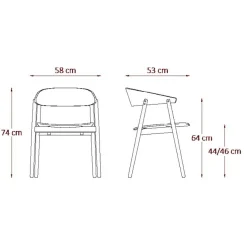 AC2 Armlehnstuhl PU-Leder Gestell Eiche