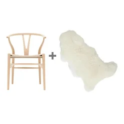 Aktionsset CH24 Wishbone Chair mit Fell