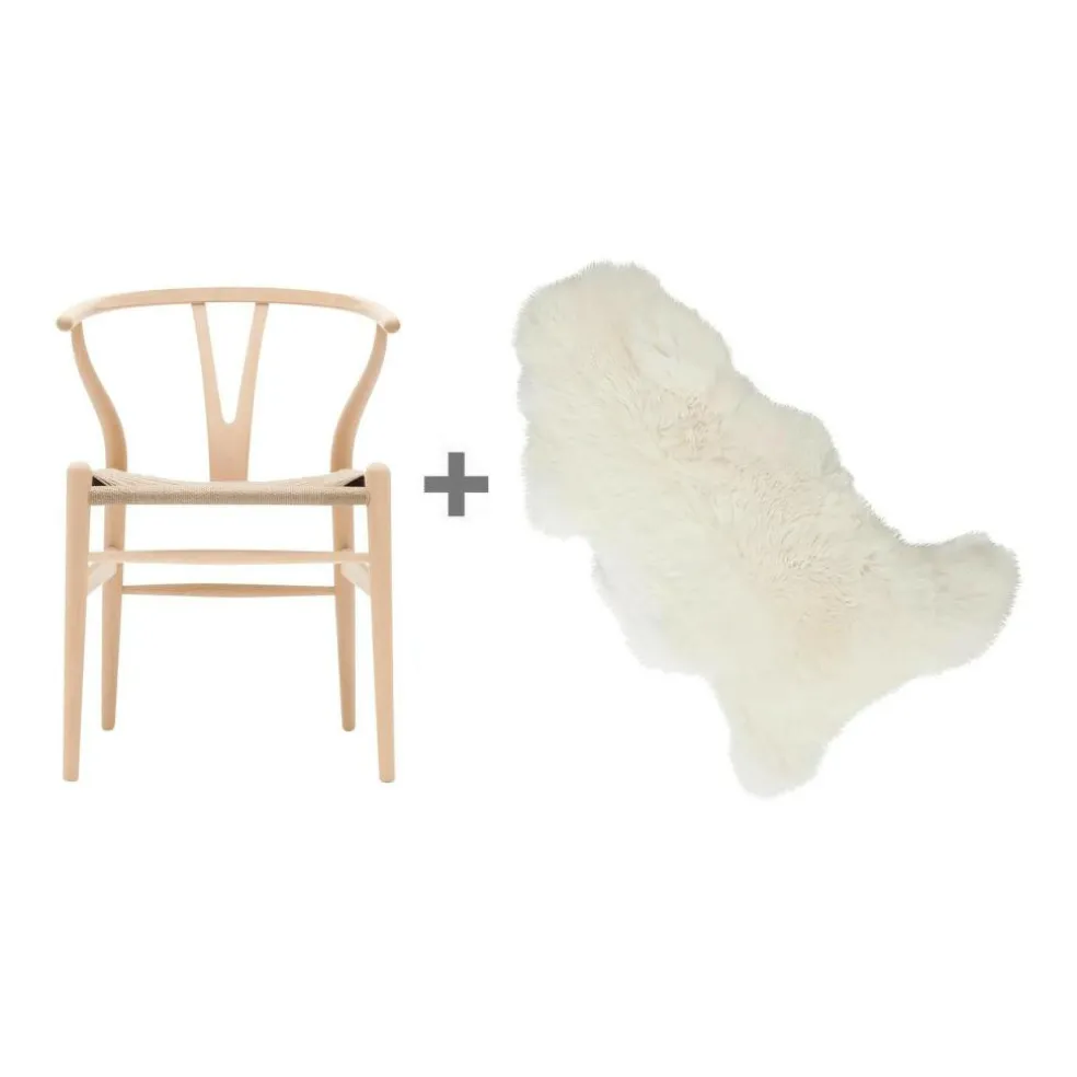 Aktionsset CH24 Wishbone Chair mit Fell