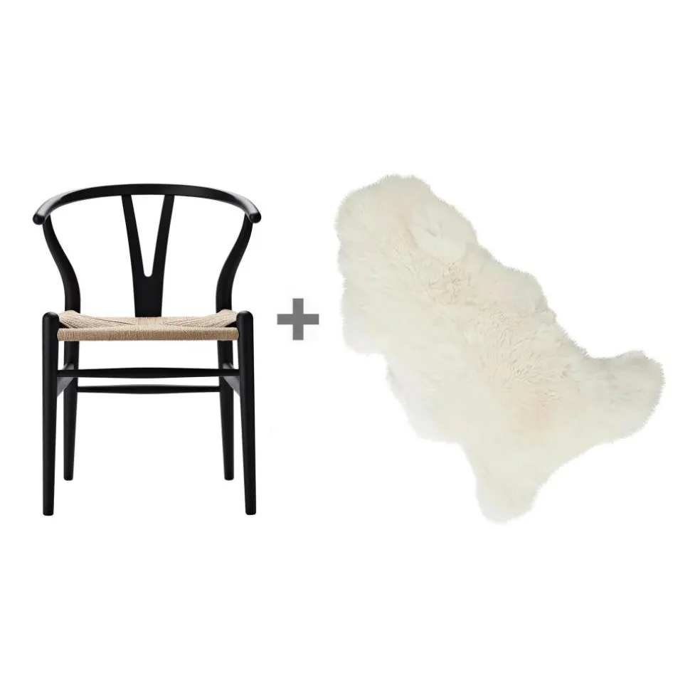 Aktionsset CH24 Wishbone Chair mit Fell