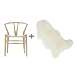 Aktionsset CH24 Wishbone Chair mit Fell