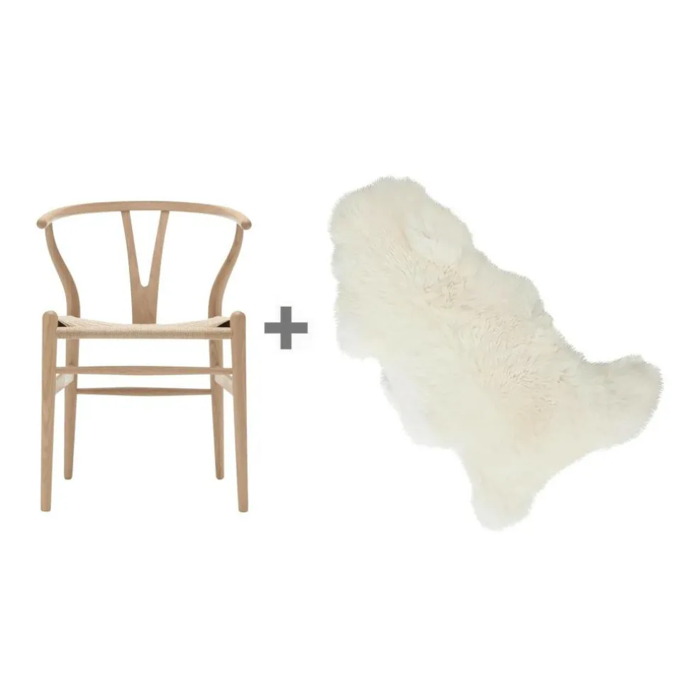 Aktionsset CH24 Wishbone Chair mit Fell