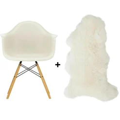 Aktionsset Eames Plastic Armchair DAW RE + Lammfell gratis