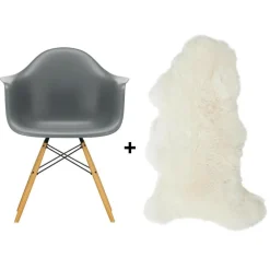 Aktionsset Eames Plastic Armchair DAW RE + Lammfell gratis
