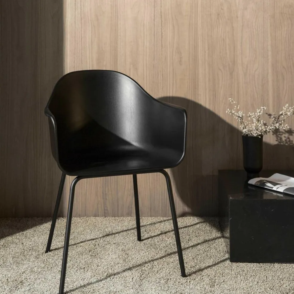 Aktionsset Harbour Armlehnstuhl Stahlgestell schwarz + Fell