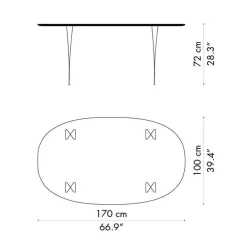 B616 Super-elliptischer Tisch 170x100x72cm