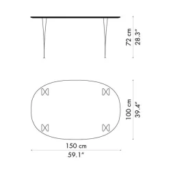 B612 Super-elliptischer Tisch Laminat 150x100x72cm