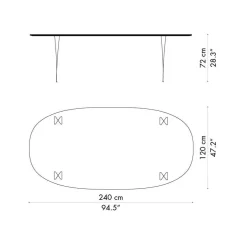 B614 Super-elliptischer Tisch 240x120x72cm