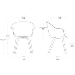 Bat Schalenstuhl Frontpolsterung Gestell Kunststoff