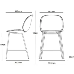 Beetle Counter Chair Barhocker 65cm Gestell Schwarz