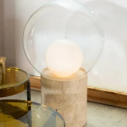 Boule High Bodenleuchte Sockel Travertin