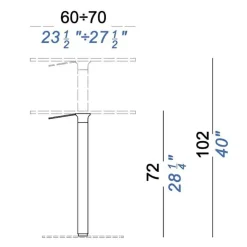 Brio Bistrotisch Gestell matt verchromt 72-102cm