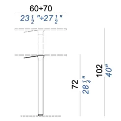 Brio Bistrotisch Gestell lackiert 72-102cm