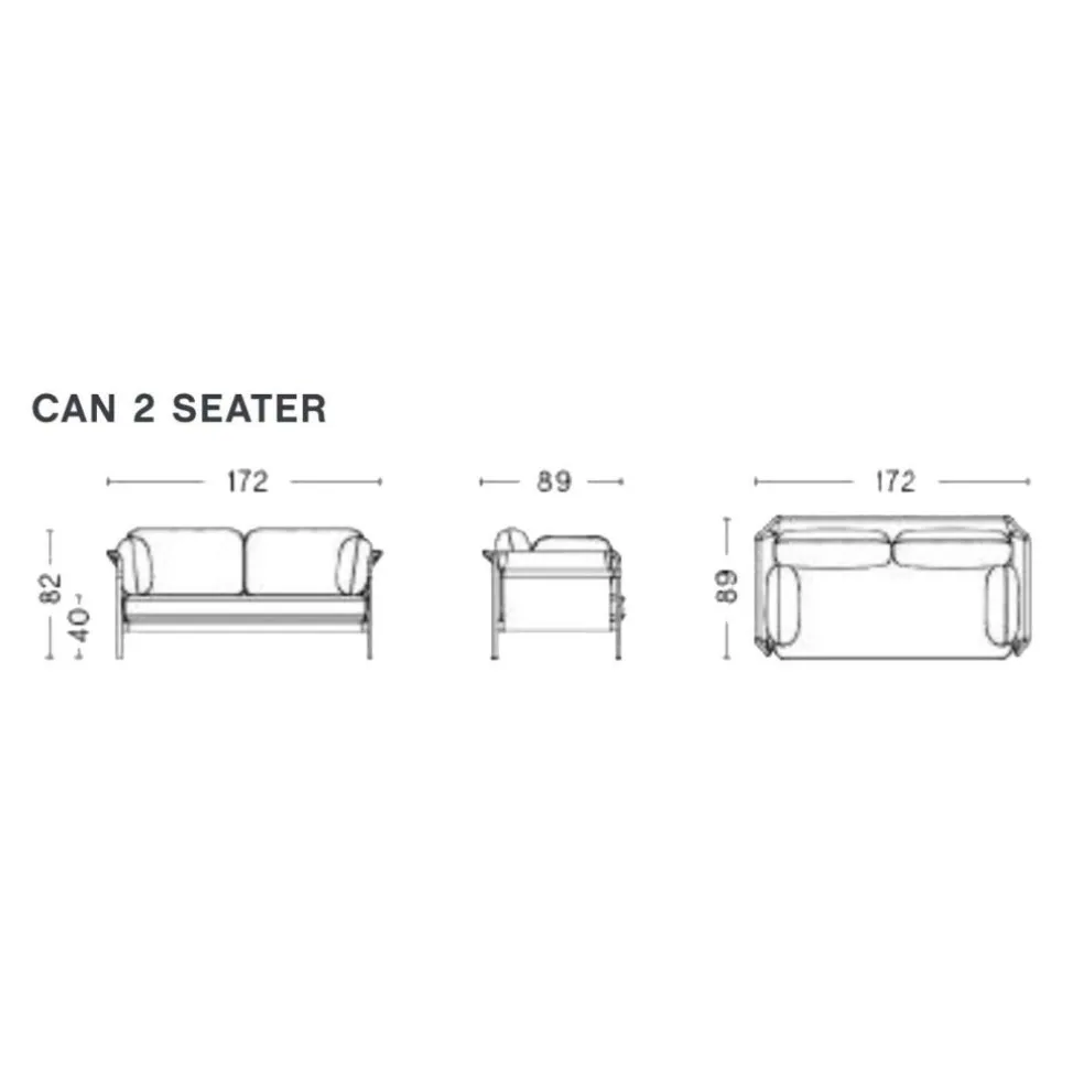 Can 2.0 2-Sitzer Sofa Gestell Stahl schwarz