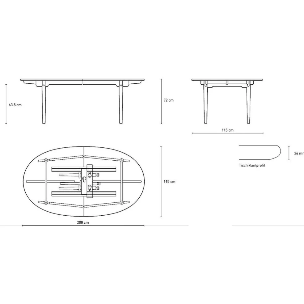 CH338 Esstisch 200x115x72cm ausziehbar