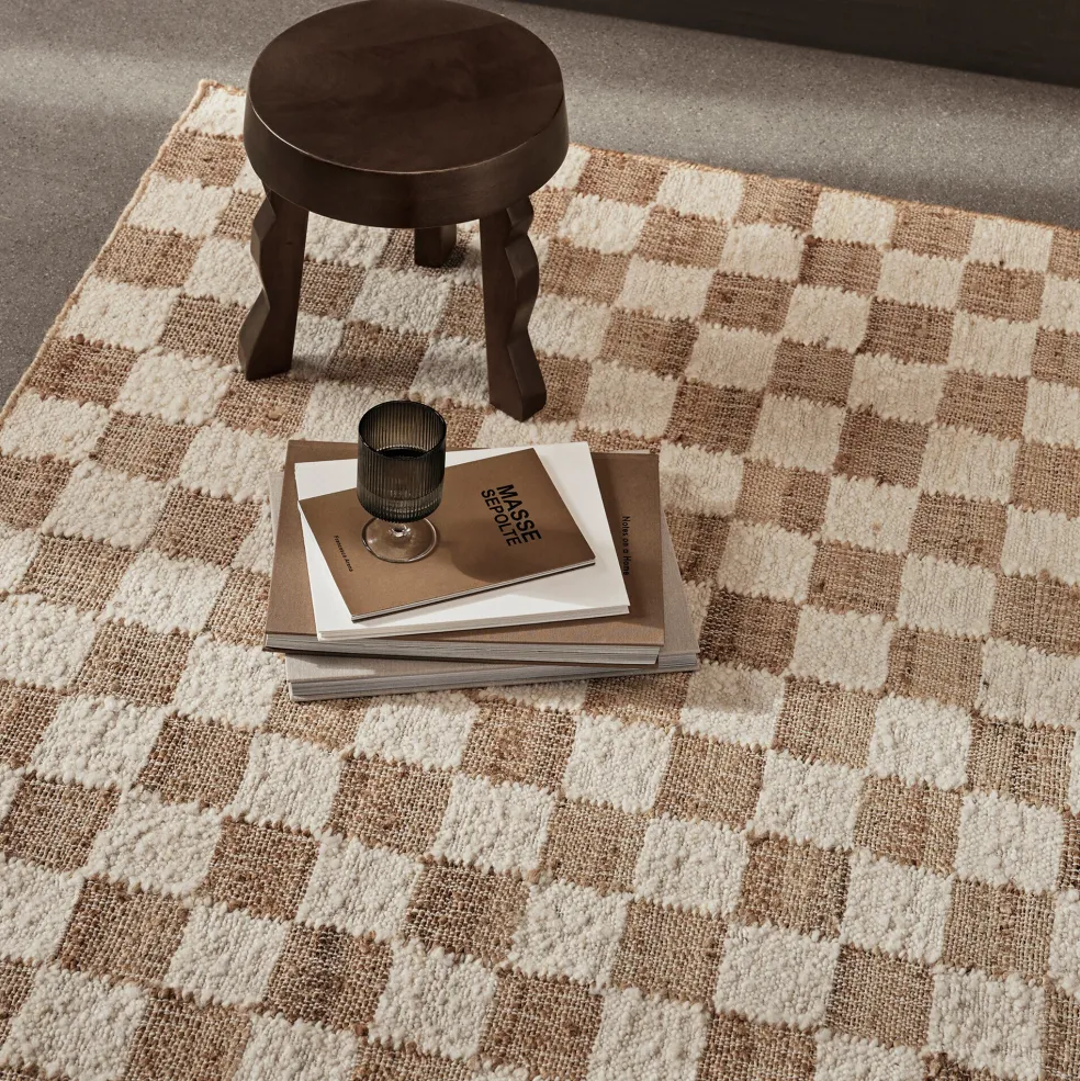 Check Woll-Jute Teppich 140x200cm