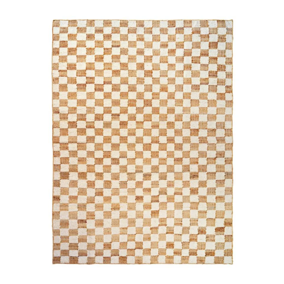 Check Woll-Jute Teppich 200x300cm