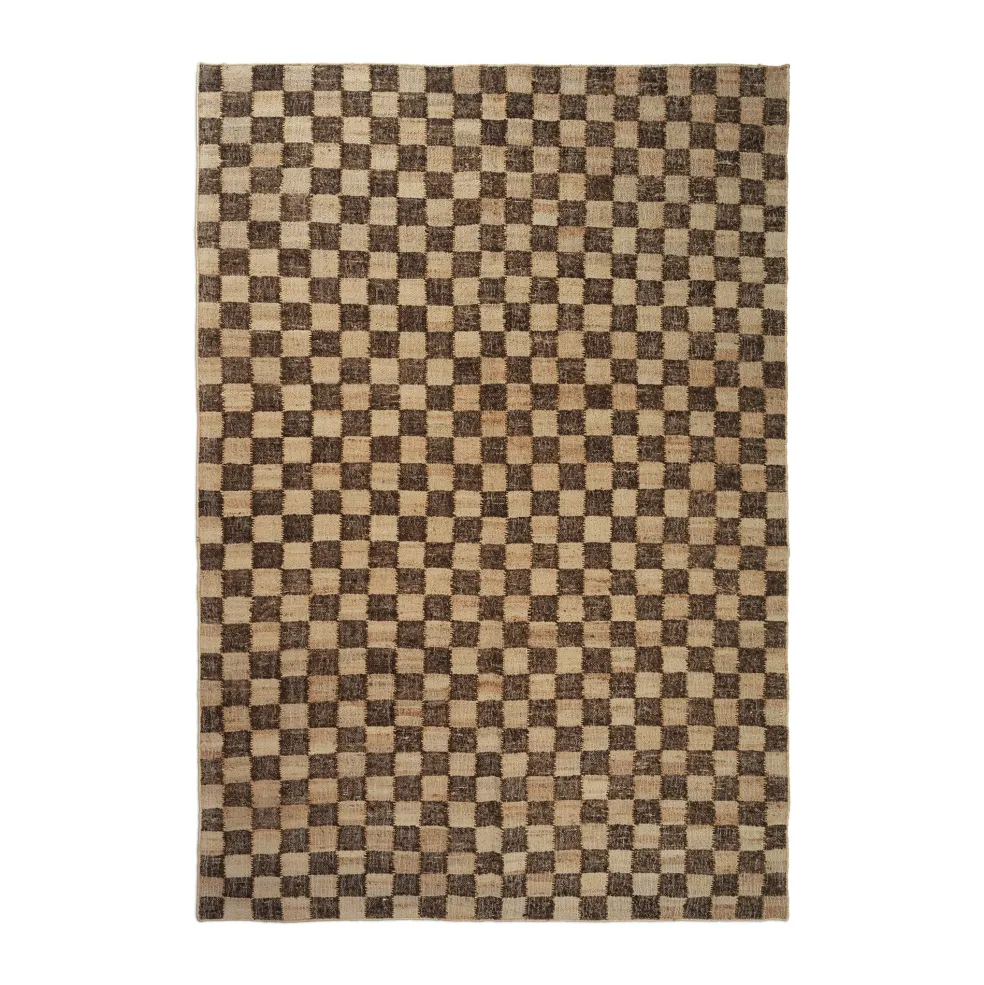 Check Woll-Jute Teppich 200x300cm