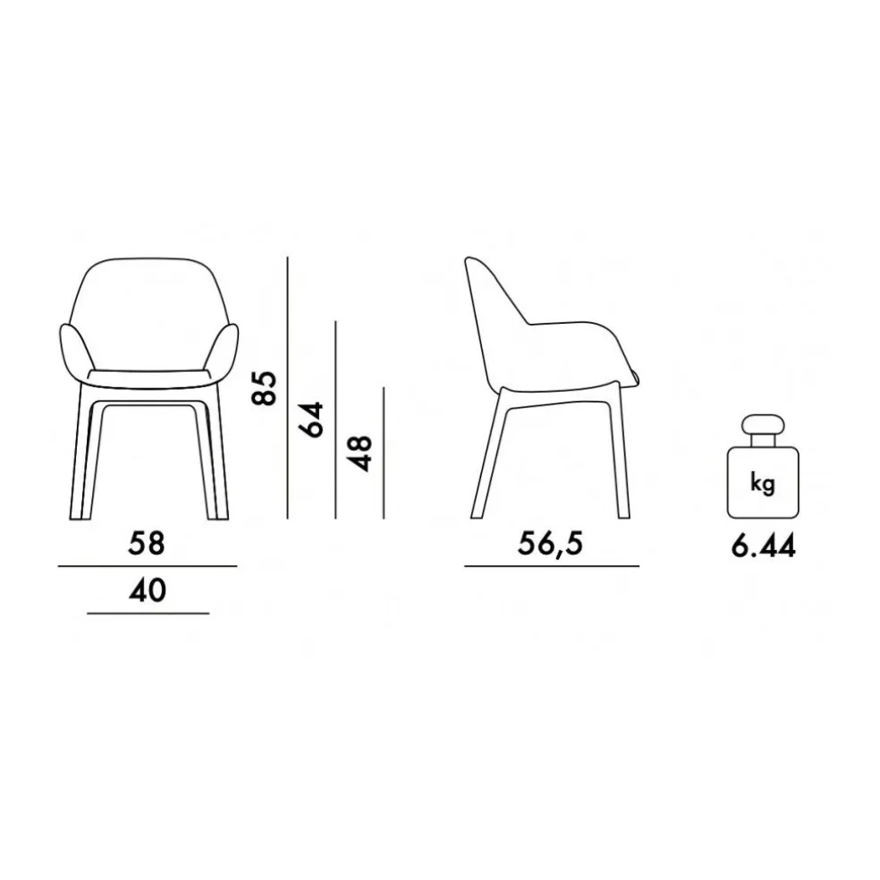 Clap Aquaclean Armlehnstuhl Gestell weiß