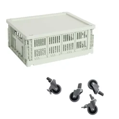 Colour Crate Korb M mit Deckel und Rollen