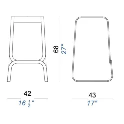 Continuum S108 Barhocker Sitzfläche Multiplex 80cm