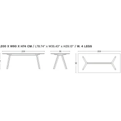 Copenhague CPH30 2.0 2.0 Esstisch Linoleum 200x90cm