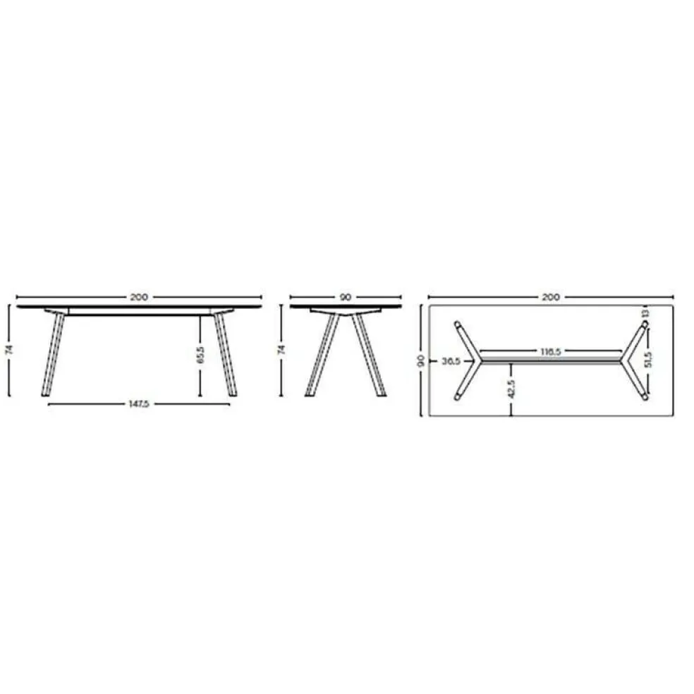 Copenhague CPH30 2.0 Esstisch Furnier 200x90cm