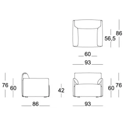 Costume Sessel 93x86x76cm