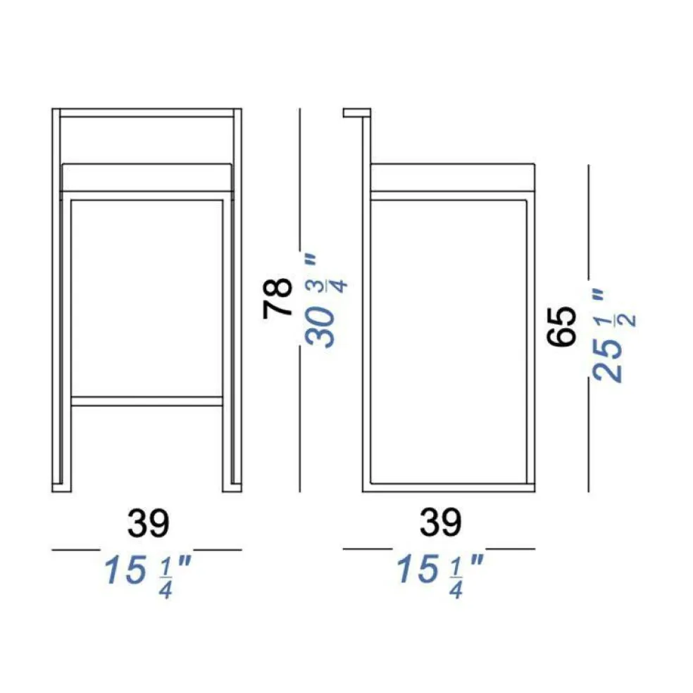 Cubo S62 Barhocker Sitzfläche Massivholz H65cm