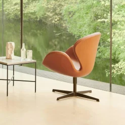 Der Schwan™/ Swan™ Sessel Leder Gestell Braun Bronze