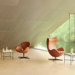 Der Schwan™/ Swan™ Sessel Leder Gestell Braun Bronze