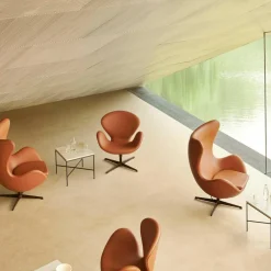 Der Schwan™/ Swan™ Sessel Leder Gestell Braun Bronze