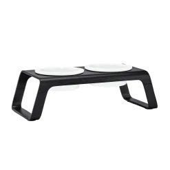 Desco Hundenapfständer Holz mit Porzellannäpfen M