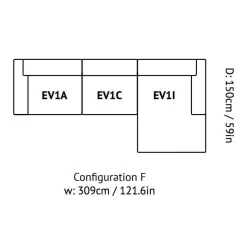 Develius 3-Sitzer Sofa Chaiselongue rechts