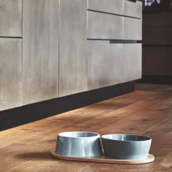 Doppio Hundenapf 2er Set mit Holztablett SM