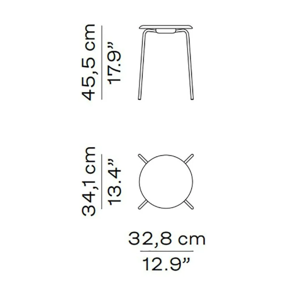 DOT™ Hocker Furnier Gestell Stahl verchromt