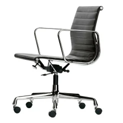 EA 117 Alu Chair Bürostuhl Leder Gestell verchromt