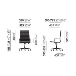 EA 119 Aluminium Chair Bürostuhl Leder Gestell verchromt