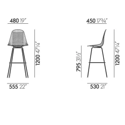 Eames Wire Barstuhl hoch